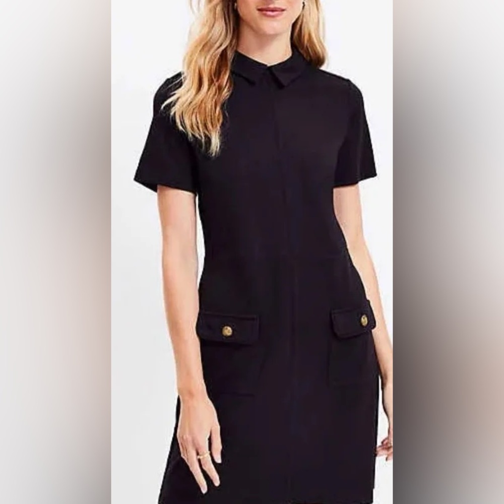 LOFT Black Collared Mini Dress